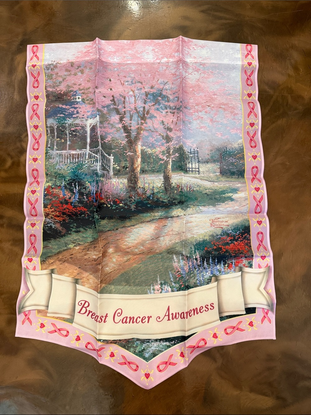 Thomas Kincaid Breast Cancer Awareness Pink Decorative Flag Banner 28x39